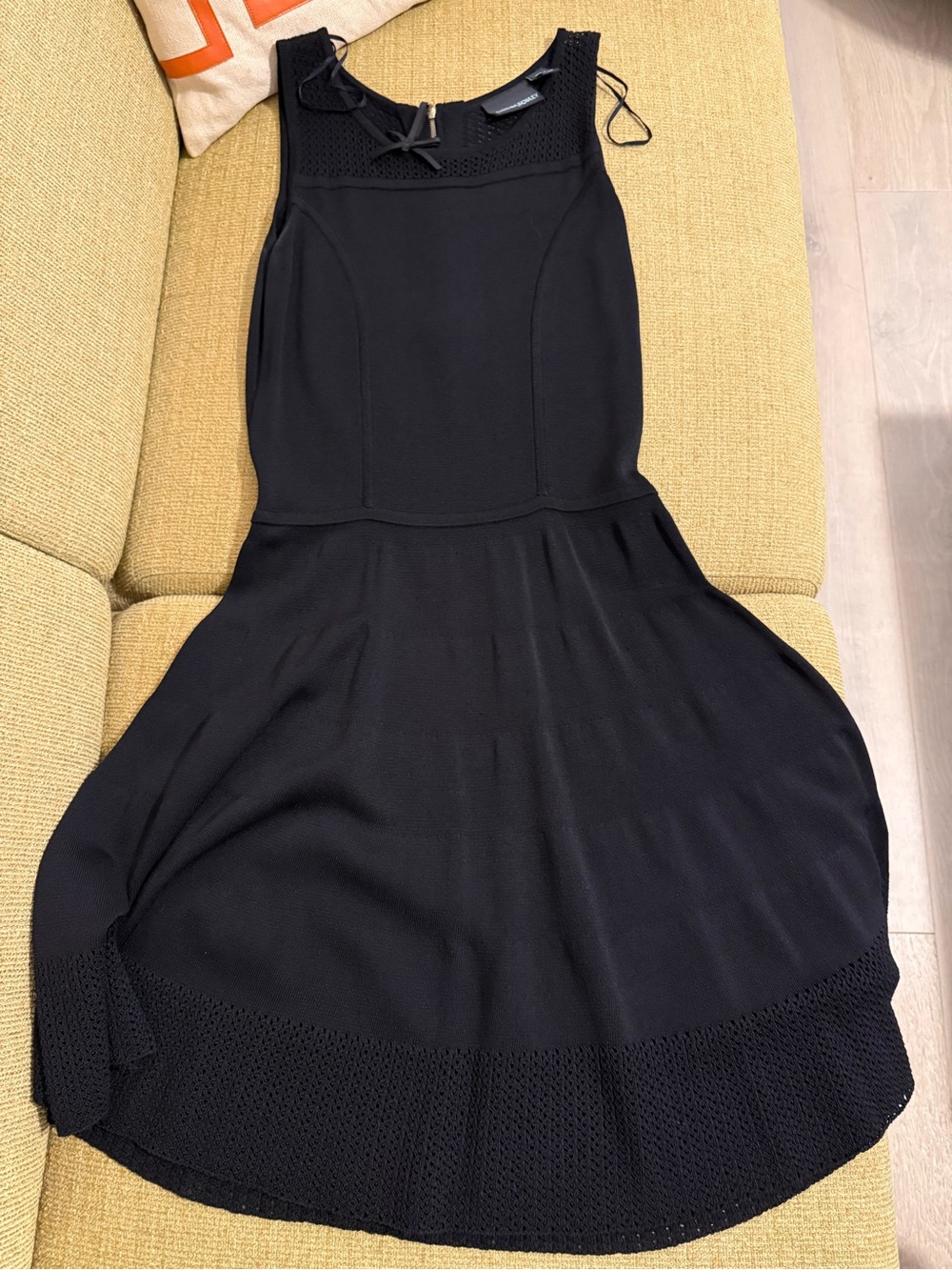Cynthia Rowley Black Knit Dress with Textured Lace Overlay-like new